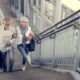 Couple walking up stairs